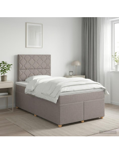Letto box spring con materasso Tortora 120 x 190 cm Tessuto