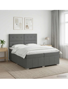 Letto box spring con materasso Grigio Scuro 200 x 200 cm