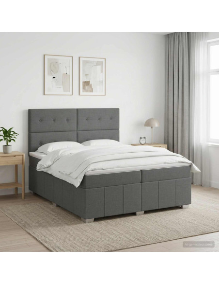 Letto box spring con materasso Grigio Scuro 200 x 200 cm
