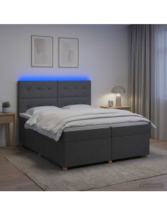 Letto box spring con materasso Grigio Scuro 200 x 200 cm