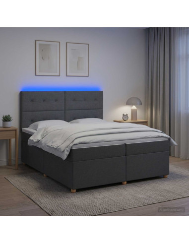 Letto box spring con materasso Grigio Scuro 200 x 200 cm