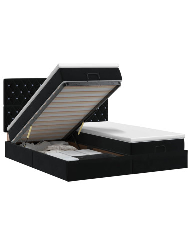 Letto ottomano con materasso con testiera 2 pz Nero Velluto