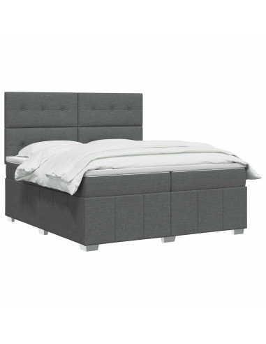 Letto box spring con materasso Grigio Scuro 200 x 200 cm