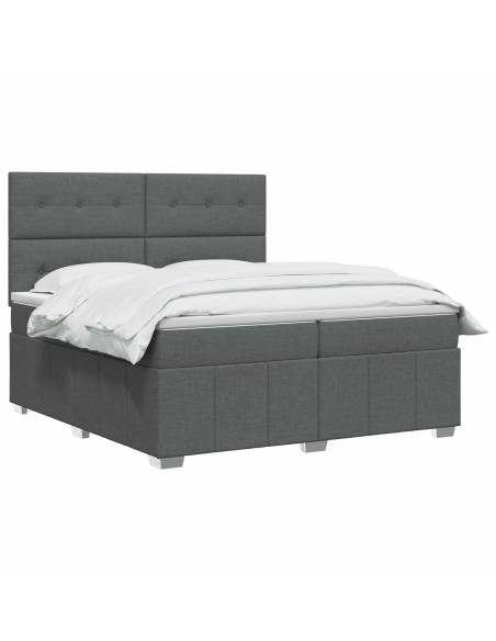 Letto box spring con materasso Grigio Scuro 200 x 200 cm