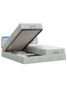 Letto Ottomano con Materasso e LED Grigio Chiaro 160 x 200 cm 2