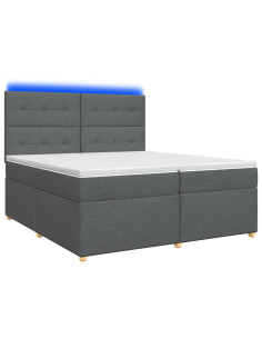 Letto box spring con materasso Grigio Scuro 200 x 200 cm 2