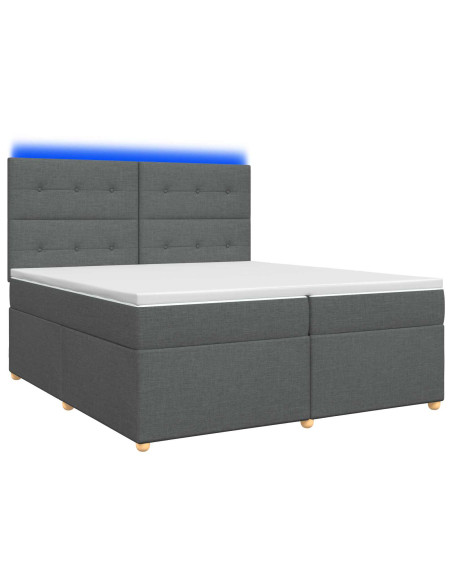 Letto box spring con materasso Grigio Scuro 200 x 200 cm