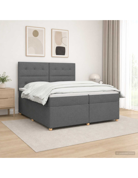 Letto box spring con materasso Grigio Scuro 200 x 200 cm