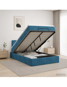 Letto ottomano con materasso Blu Scuro 120 x 200 cm Velluto
