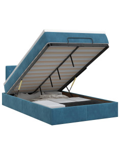 Letto ottomano con materasso Blu Scuro 120 x 200 cm Velluto 2