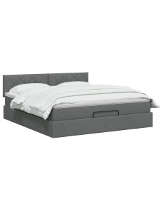 Letto ottomano con materasso Grigio Scuro 160 x 200 cm Tessuto 2