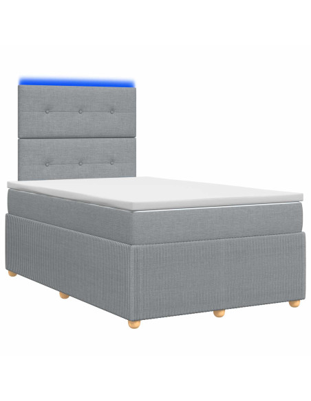 Letto Box Spring LED con Materasso Grigio Chiaro 120 x 190 cm