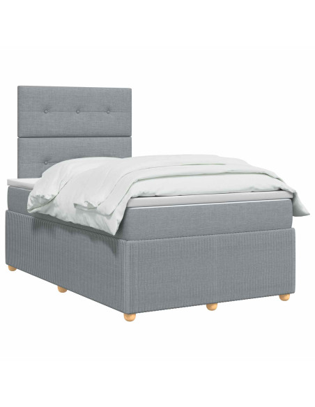 Letto Box Spring LED con Materasso Grigio Chiaro 120 x 190 cm