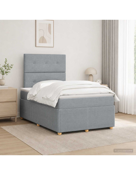 Letto Box Spring LED con Materasso Grigio Chiaro 120 x 190 cm