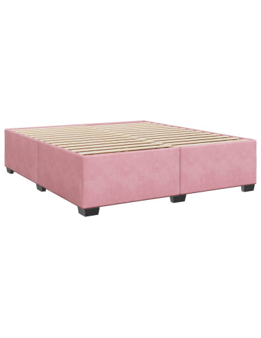 Letto box spring con materasso Rosa 200 x 200 cm Velluto