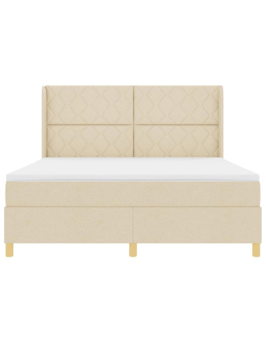 Letto a molle con testiera Crema 180 x 200 cm Tessuto