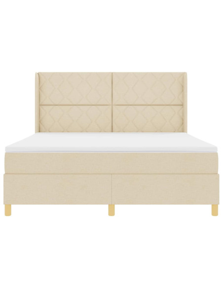 Letto a molle con testiera Crema 180 x 200 cm Tessuto