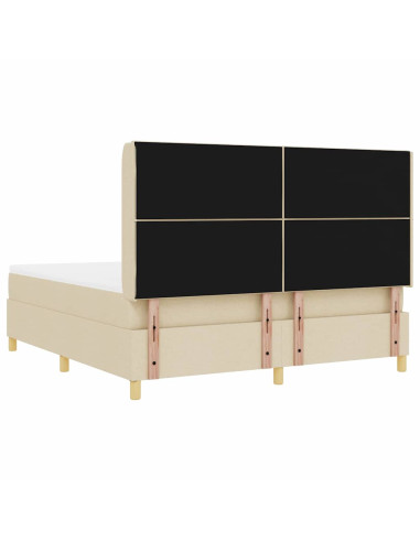 Letto a molle con testiera Crema 180 x 200 cm Tessuto