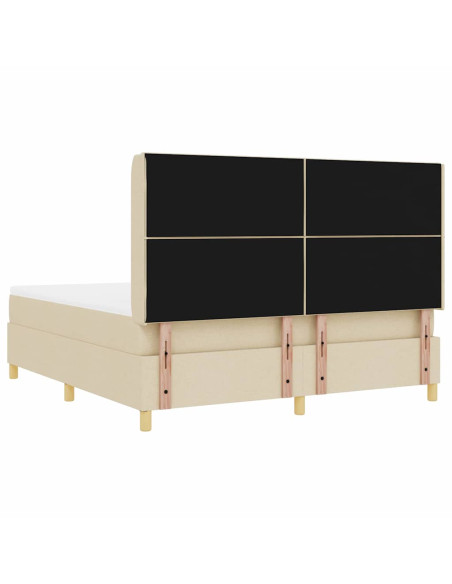 Letto a molle con testiera Crema 180 x 200 cm Tessuto