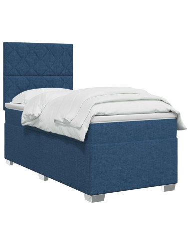 Letto box spring con materasso Blu 90 x 200 cm Tessuto