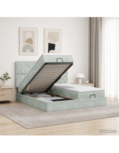 Letto ottomano con materasso 2 pz Grigio Chiaro Velluto