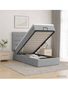 Letto Ottomano con Materasso e LED Grigio Chiaro 100 x 200 cm