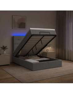 Letto Ottomano con Materasso e LED Grigio Chiaro 120 x 190 cm