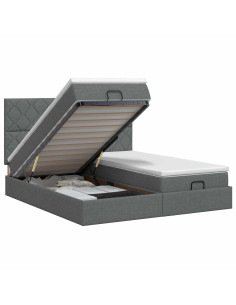 Letto ottomano con materasso 2 pz Grigio Scuro Tessuto 2