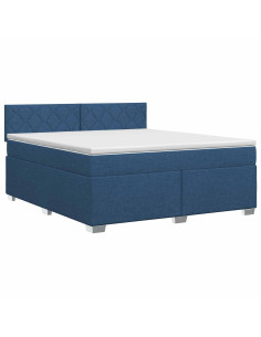 Letto box spring con materasso Blu 180 x 200 cm Tessuto 2