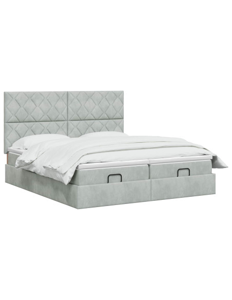 Letto ottomano con materasso 2 pz Grigio Chiaro Velluto