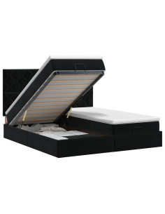 Letto ottomano con materasso con testiera 2 pz Nero Velluto 2