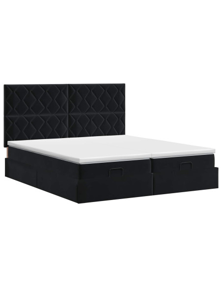 Letto ottomano con materasso con testiera 2 pz Nero Velluto