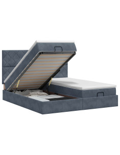 Letto ottomano con materasso 2 pz Grigio Scuro Velluto 2