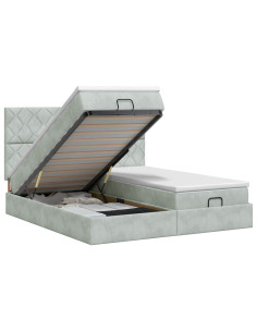 Letto ottomano con materasso 2 pz Grigio Chiaro Velluto 2