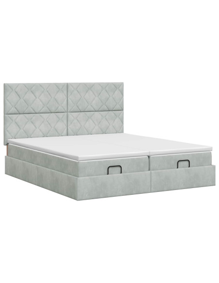 Letto ottomano con materasso 2 pz Grigio Chiaro Velluto