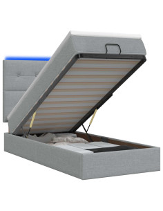 Letto Ottomano con Materasso e LED Grigio Chiaro 100 x 200 cm 2