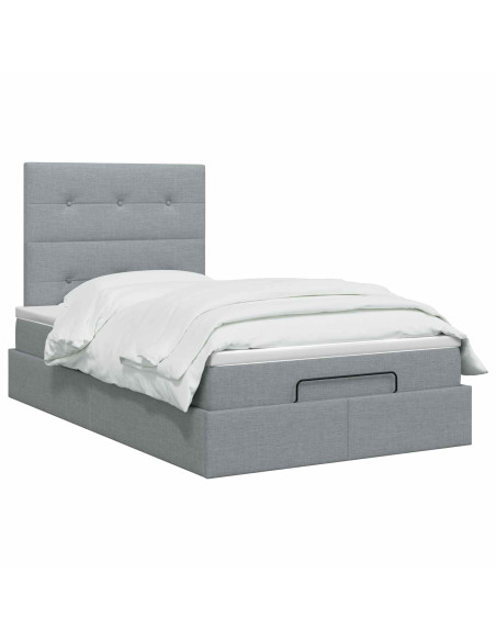 Letto Ottomano con Materasso e LED Grigio Chiaro 120 x 200 cm