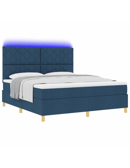 Letto a Sorgente LED con testiera Blu 180 x 200 cm Tessuto