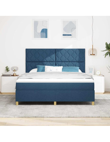 Letto a Sorgente LED con testiera Blu 180 x 200 cm Tessuto