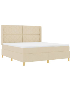 Letto a molle con strisce LED Crema 180 x 200 cm Tessuto 2