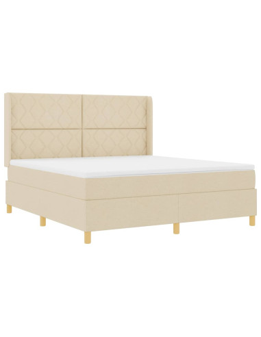 Letto a molle con strisce LED Crema 180 x 200 cm Tessuto