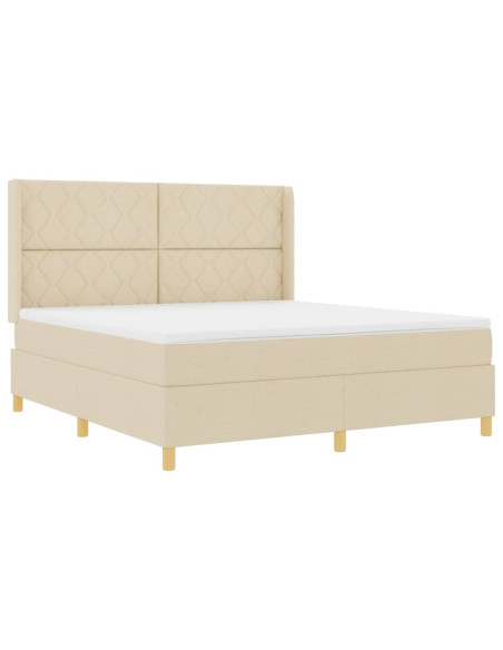 Letto a molle con strisce LED Crema 180 x 200 cm Tessuto