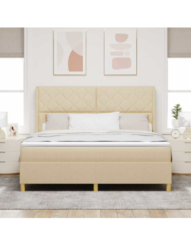 Letto a molle con strisce LED Crema 180 x 200 cm Tessuto