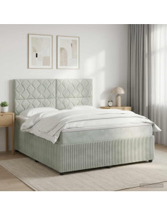 Letto box spring con materasso Grigio Chiaro 160 x 200 cm