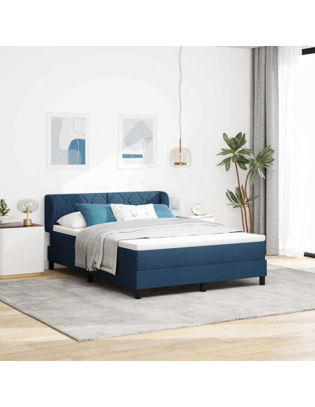 Letto a molle con testiera Blu 160 x 200 cm Tessuto