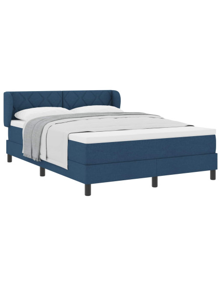 Letto a molle con testiera Blu 160 x 200 cm Tessuto