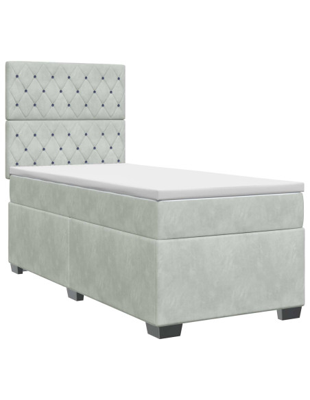 Letto box spring con materasso Grigio Chiaro Singolo Velluto