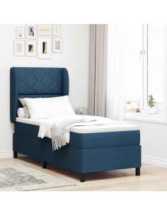 Letto a molle con testiera Blu 80 x 200 cm Tessuto