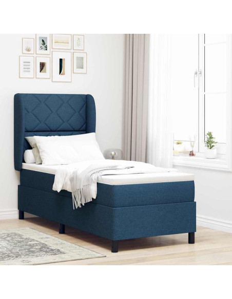 Letto a molle con testiera Blu 80 x 200 cm Tessuto