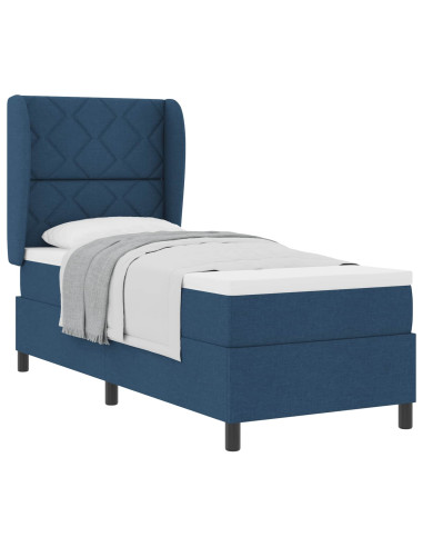 Letto a molle con testiera Blu 80 x 200 cm Tessuto